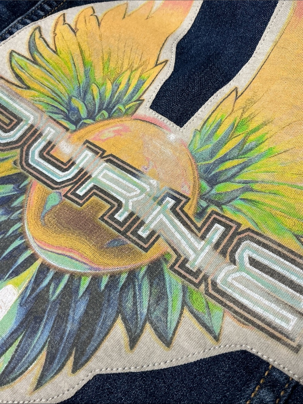 Journey Upcycled Denim Jacket Band T Shirt Rock Festival Concert 80s - Picture 3 of 10
